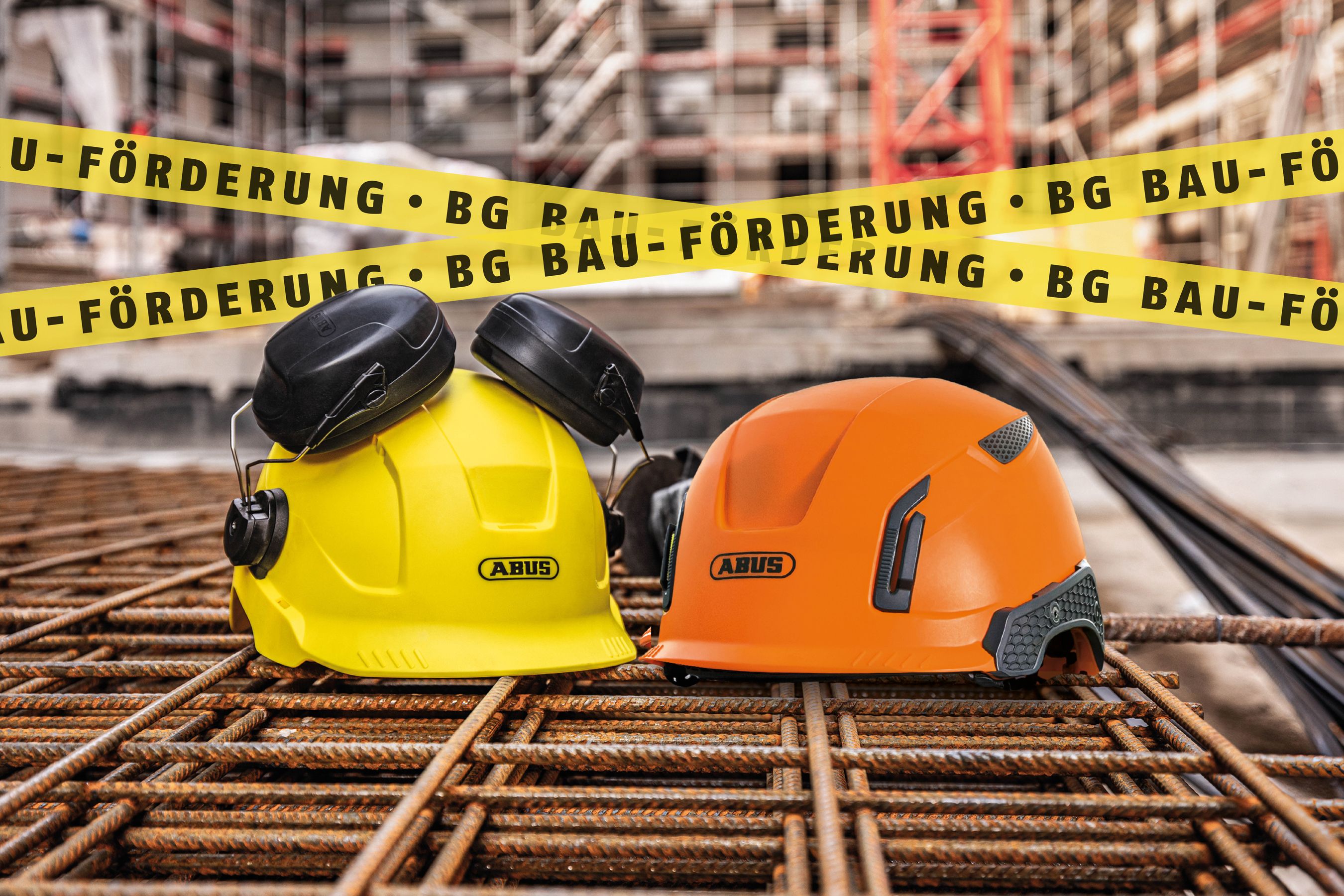 BG Bau fördert Industrieschutzhelme von ABUS – 50 Prozent der Kosten werden erstattet.