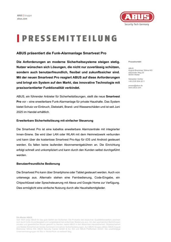 ABUS Funk-Alarmanlage „Smartvest Pro“