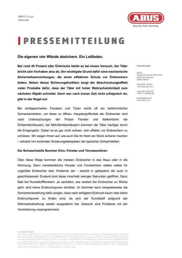 Basistext „Mechanischer Einbruchschutz“