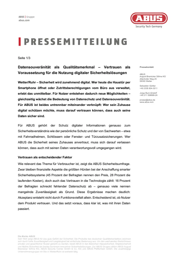 Pressemitteilung | Dataprotection